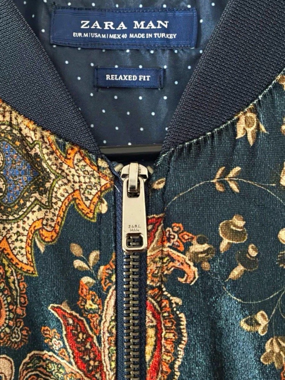 Zara Men Jacket with Multicolor Paisley M